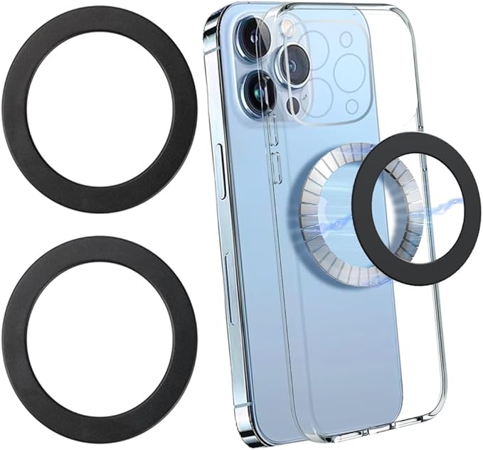 for Magsafe Magnetic Ring 2 Pack Compatibile with MagSafe Accessories/Charger/Mount/Wallet/Case/Kindle for New iPhone 16/15/14/13/12/11, Pixel 9, Samsung Galaxy Z Fold/Z Flip/S and More