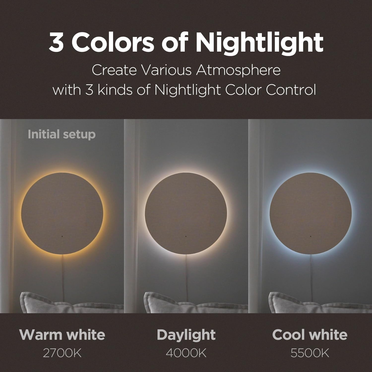 mooas Full Moon LED Silent Wooden Digital Wall Clock with Remote Control, Backlight Nightlight Digital Wood Wall Clock, Sunrise Alarm Melody, 5 Level Brightness Modern Decorative Office Livingroom