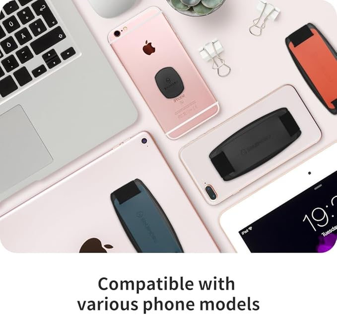 Sinjimoru Detachable Phone Grip Kickstand for Wireless Charging Compatible Phone Finger Holder for iPhone & Smartphones. Sinji Mount S-Grip Black