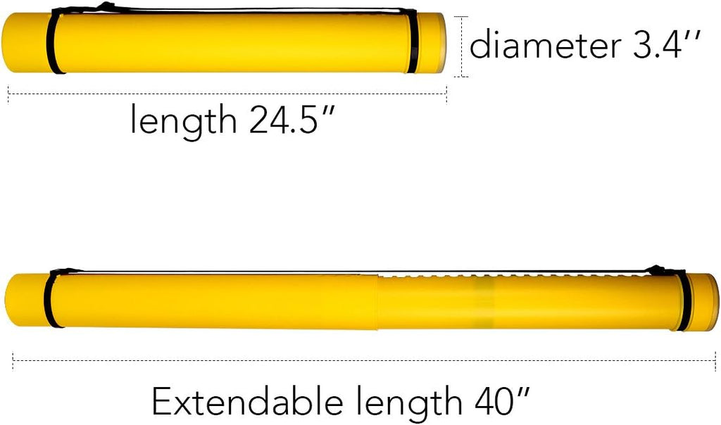 TRANSON 2-pack Durable Poster Storage Tube with Straps 24"-40" Extendable for Blueprints, Artwork, Maps, Posters