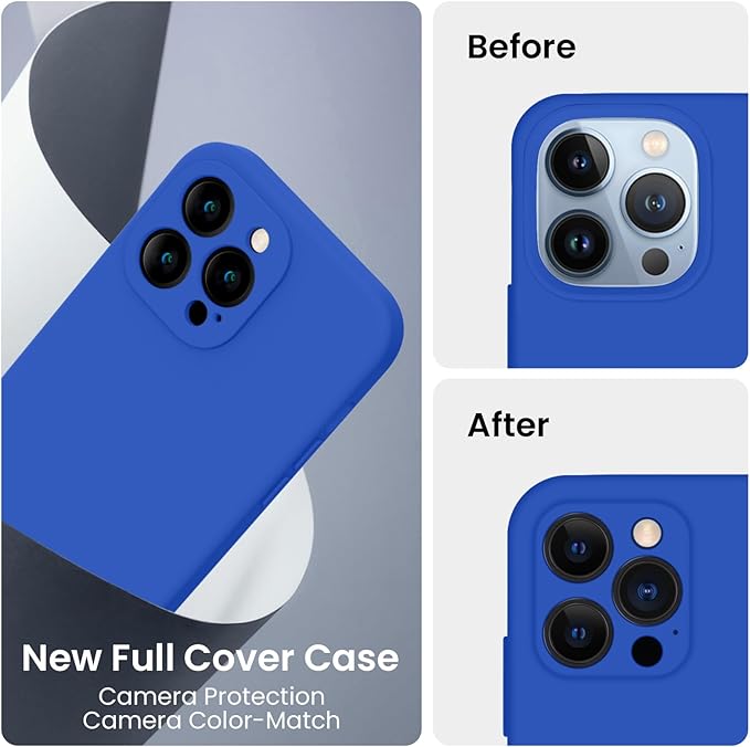 FireNova Designed for iPhone 13 Pro Max Case, Silicone [Camera Protection] Phone Case with [2 Screen Protectors], Soft Anti-Scratch Microfiber Lining Inside, 6.7 inch, Klein Blue
