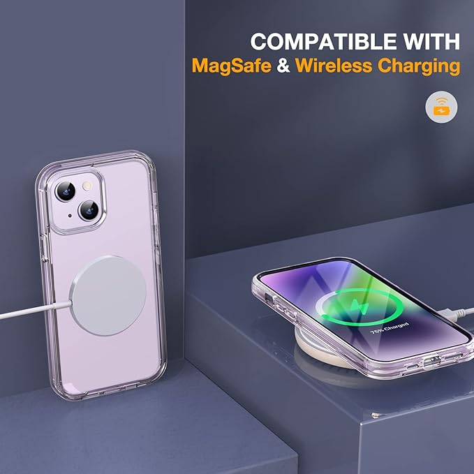 Miracase Class Series for iPhone 14 Case 6.1 inch, [Built-in Tempered Glass Screen Protector] [Bubble Free] Full-Body Protective Bumper Phone Case with Camera Lens Protector, Clear