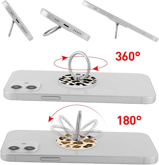 Bonoma Phone Ring Holder, 3 Pack Leopard Pattern Universal Finger Ring Stand Grip Kickstand Compatible with Smartphones and Tablets-Leopards