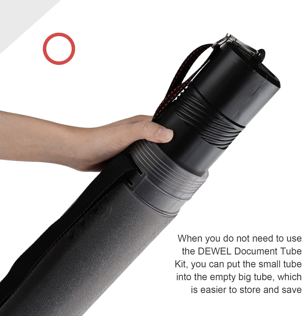 DEWEL 2 PCS Document Tubes, Plastic Poster/Art Storage Tube, Adjustable, Waterproof and Telescoping Carrying Case with Strap for Drawing, Drafting, Map Scroll and Blueprint