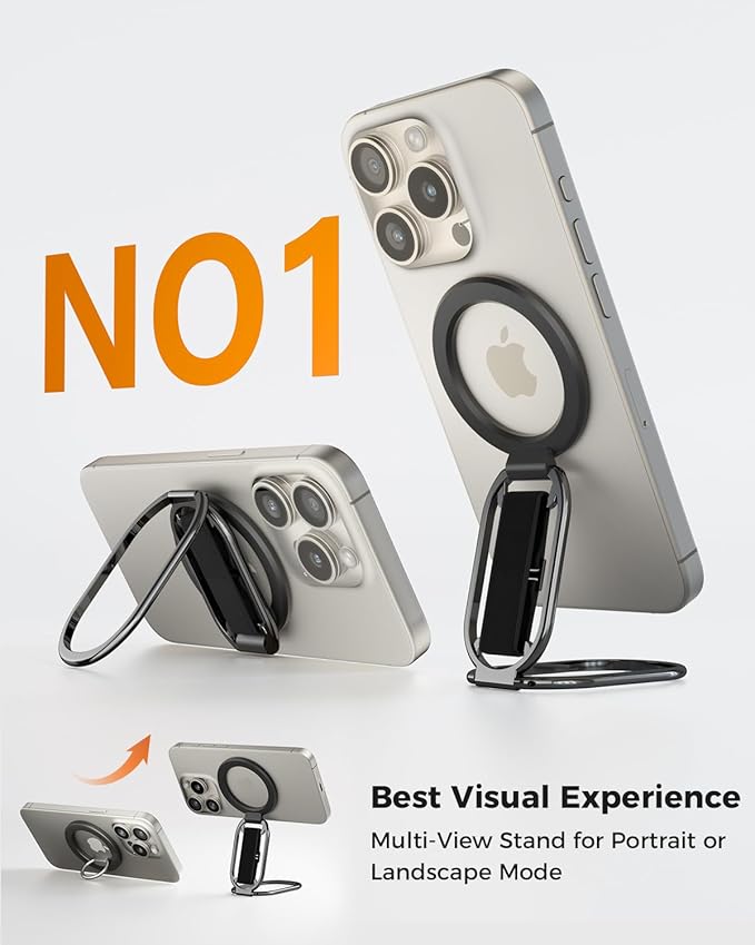 [2025 Newest] SUPERONE for MagSafe Phone Grip for MagSafe Kickstand Compatible with Mag Safe Finger Loop, 4-in-1 Phone Ring Holder Strap for Mag Safe iPhone 16/15/14/13/12 Series