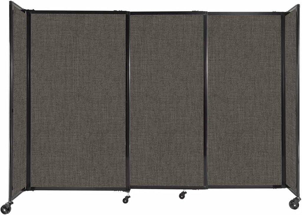 Versare Straightwall Sliding Portable Wall Partition | Freestanding Office Dividers | Locking Wheels | Temporary Room Separator | 7'2" Wide x 5' Tall Mocha Fabric Panels