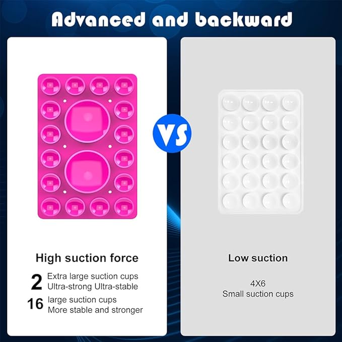 Silicone Suction Holder, Silicon Adhesive Phone Accessory for iPhone and Android, Hands-Free Mirror Shower Phone Holder, TikTok Videos and Selfies (Rose Pink, Single Sided)