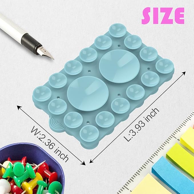 Silicone Suction Phone Holder Mount,Silicon Adhesive Phone Accessory for iPhone and Android, Hands-Free Mirror Shower Phone Holder,TikTok Videos and Selfies (Sky Blue 2Pack, Double Sided)