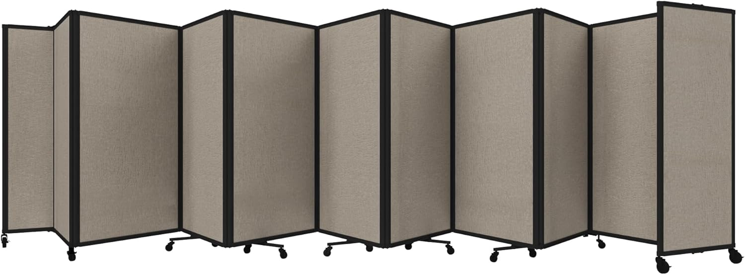 Versare Room Divider 360 Portable Wall Partition | Folding Panels | Large Freestanding Divider | Locking Wheels | Temporary Room Separator