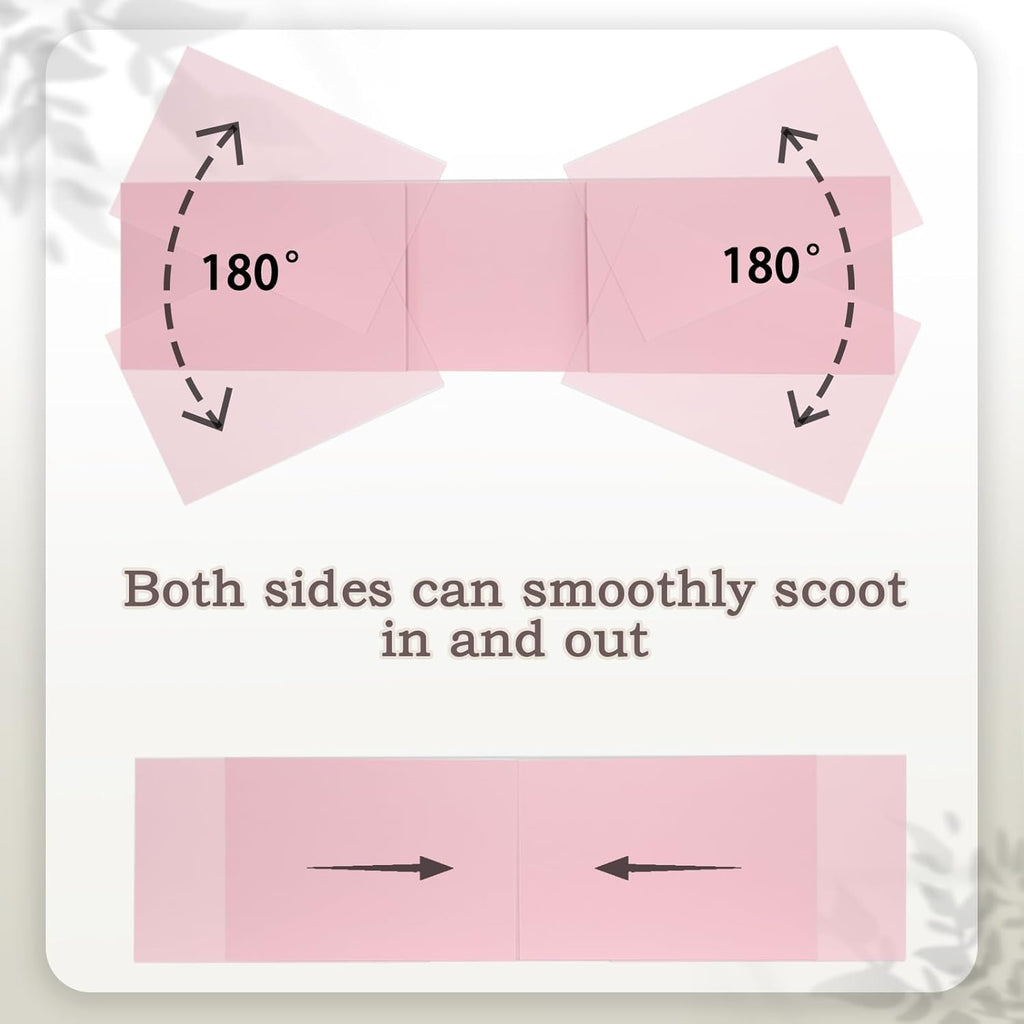 TEAMIX Pink Dual Monitor Stand Riser with 2 Drawers - Length and Angle Adjustable Double Corner Desk Shelf Organizer 37 inch for 2 Laptop/PC/Screen/TV (2 Drawers - 8''H)