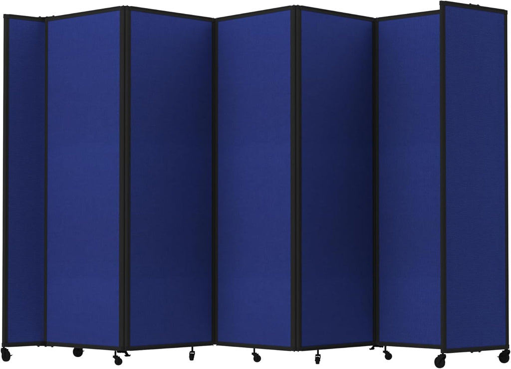 Versare Room Divider 360 Portable Wall Partition | Folding Panels | Large Freestanding Divider | Locking Wheels | Temporary Room Separator | 14' x 7'6'', Royal Blue