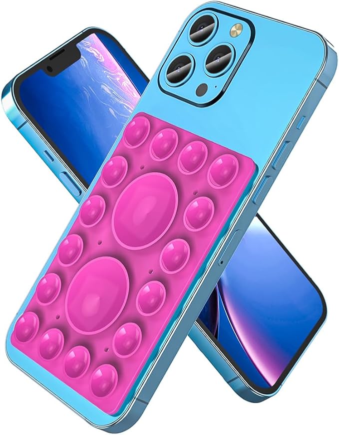 Silicone Suction Holder, Silicon Adhesive Phone Accessory for iPhone and Android, Hands-Free Mirror Shower Phone Holder, TikTok Videos and Selfies (Rose Pink, Single Sided)