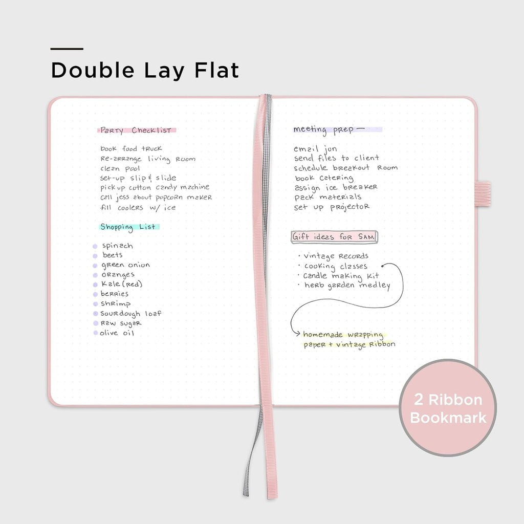 &And Per Se Dotted Journal Notebook for Women&Men with Pattern, A5 Leather Hardcover, 160 Pages 100GSM Thick Dotted Paper, 3 Sheets of Stickers Included(Blush)