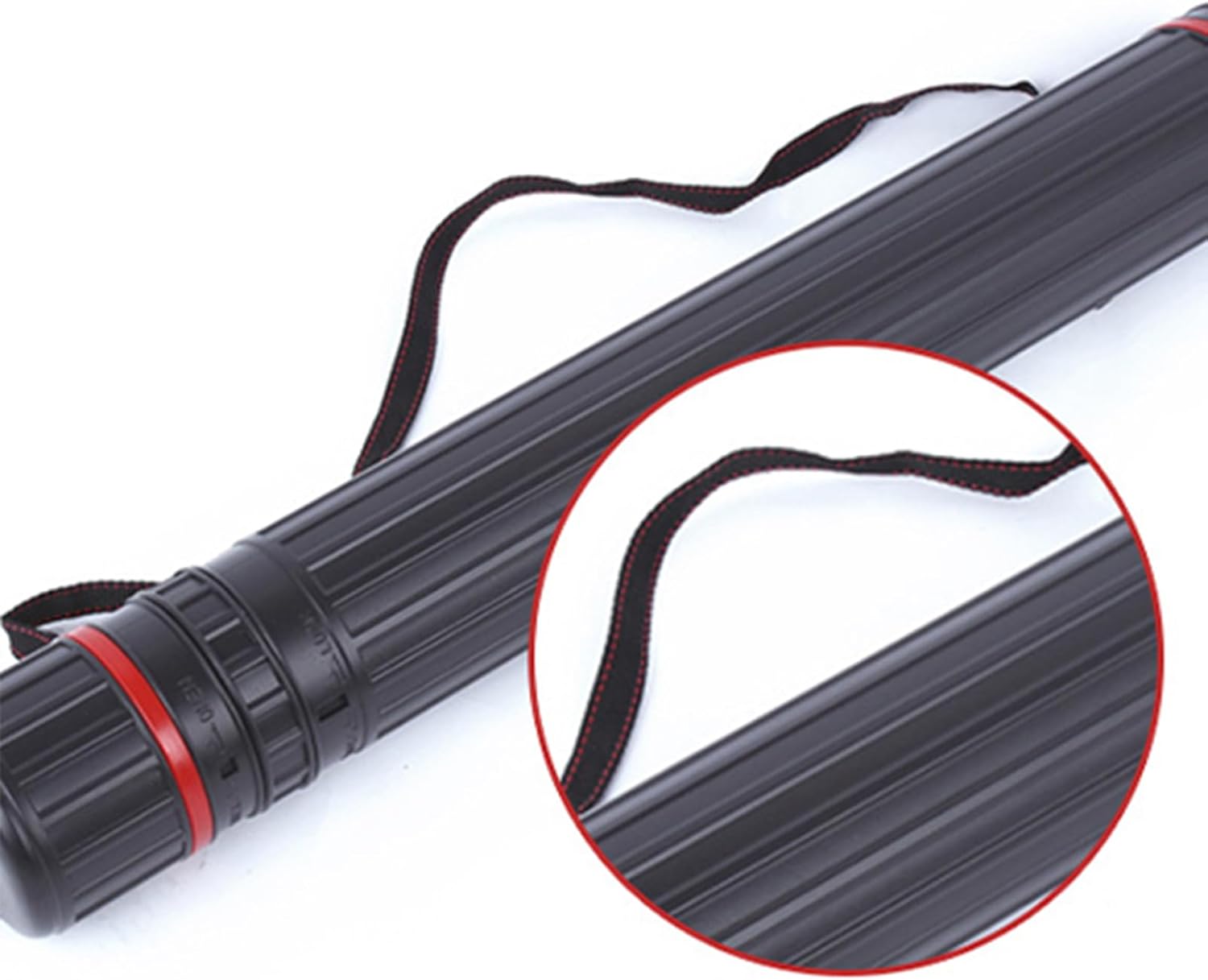 DEWEL 2Pcs Telescoping Plastic Art Tube for Poster/Art/Document/Fishing Rod, Extends from 30" to 53", Waterproof and Light Resistant, with Carrying Strap(Black XL Size)