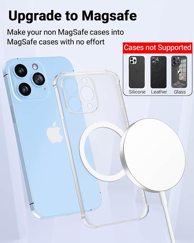 for Magsafe Ring 10PCS-Ultra Thin(0.4mm)-Universal Metal Rings Sticker Compatible with iPhone 15 Pro Max,15 Pro,15/14/13/12 Series,Samsung Galaxy,Google Pixel Series - White