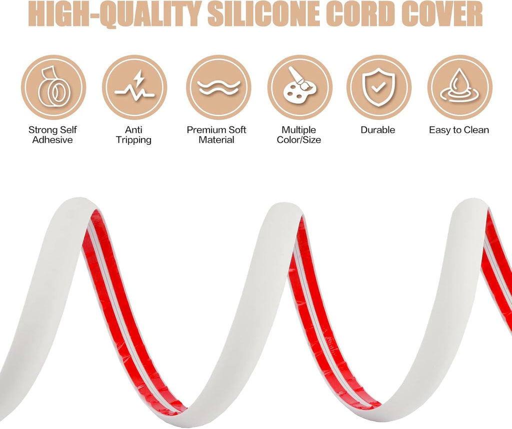 Floor Cord Cover Cable Cavity Self Adhesive Cord Hider Floor 10FT Floor Cable Management Power Cord Protector Floor Electric Cord Covers for Offices, Gym, Exhibitions (Beige, 1.18" x 10')