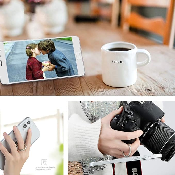 Bonoma Phone Ring Stand, 3 Pack Cute Cow 360 Degree Rotation Finger Grip Stand Holder Compatible with Smartphones and Tablets