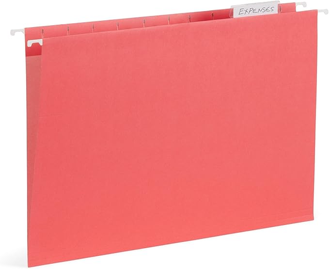 25 Blue Summit Supplies Pretty Hanging File Folders, Pastel Gem Tone Assorted Colors, Cute Hanging File Folders with Plastic Tab Inserts, Holds Letter Size Documents