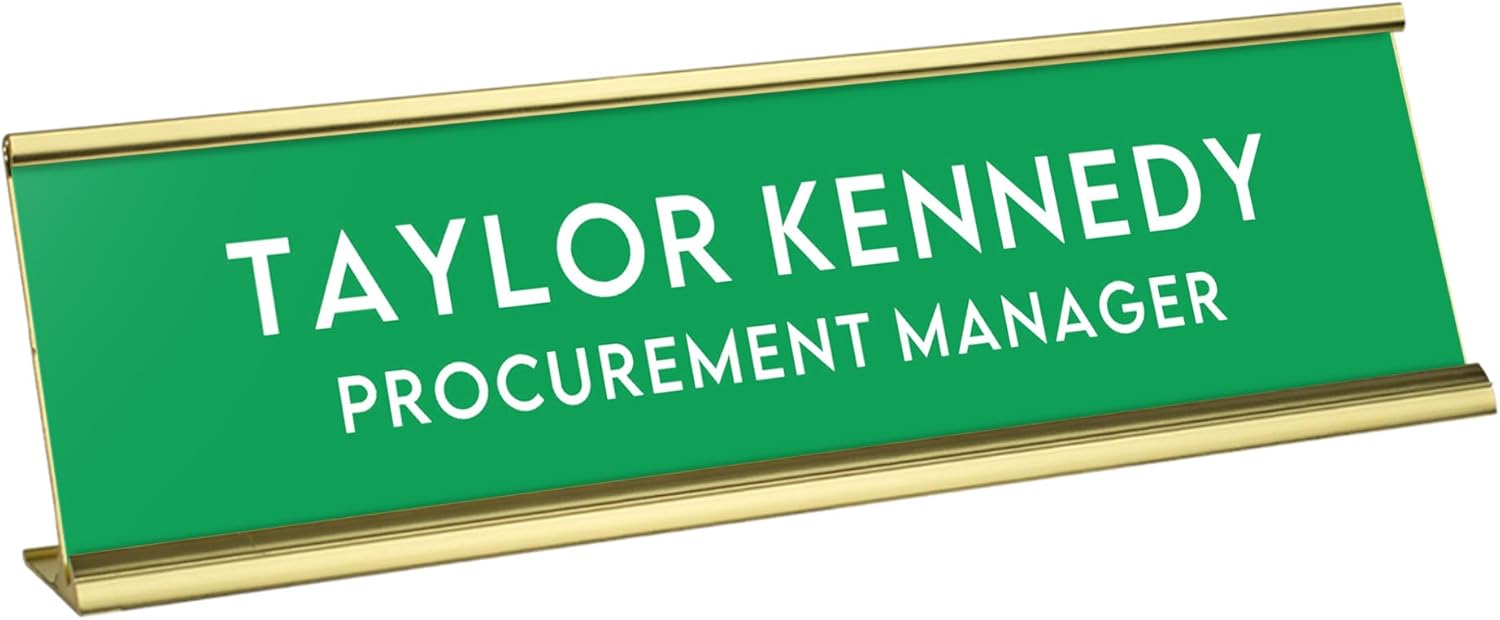 Custom Engraved Desk Plate | Personalized with your Name and Title | Perfect Decor for Office, Business, or Home | Multiple Font and Color Options | 2x8" or 2x10" (Apple Green w/White Letters, 2x10")