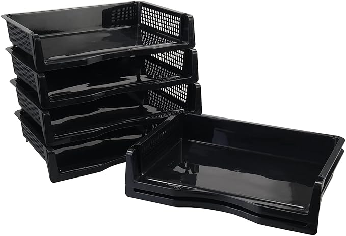 Ggbin 6 Tier Desktop A4 Paper Storage Tray, Stackable File Organizer Trays, Black