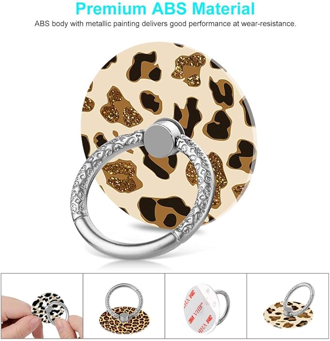 Bonoma Phone Ring Holder, 3 Pack Leopard Pattern Universal Finger Ring Stand Grip Kickstand Compatible with Smartphones and Tablets-Leopards