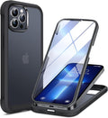 Miracase Glass Case for iPhone 13 Pro Max 6.7 inch, Upgrade Full-Body Clear Bumper Case with Built-in 9H Tempered Glass Screen Protector for iPhone 13 Pro Max, Matte Black
