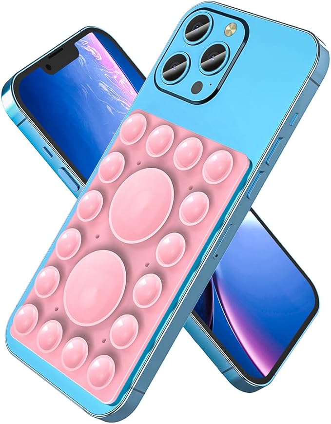 Silicone Suction Phone Holder Mount,Silicon Adhesive Phone Accessory for iPhone and Android, Hands-Free Mirror Shower Phone Holder,TikTok Videos and Selfies (Light Pink, Single Sided)