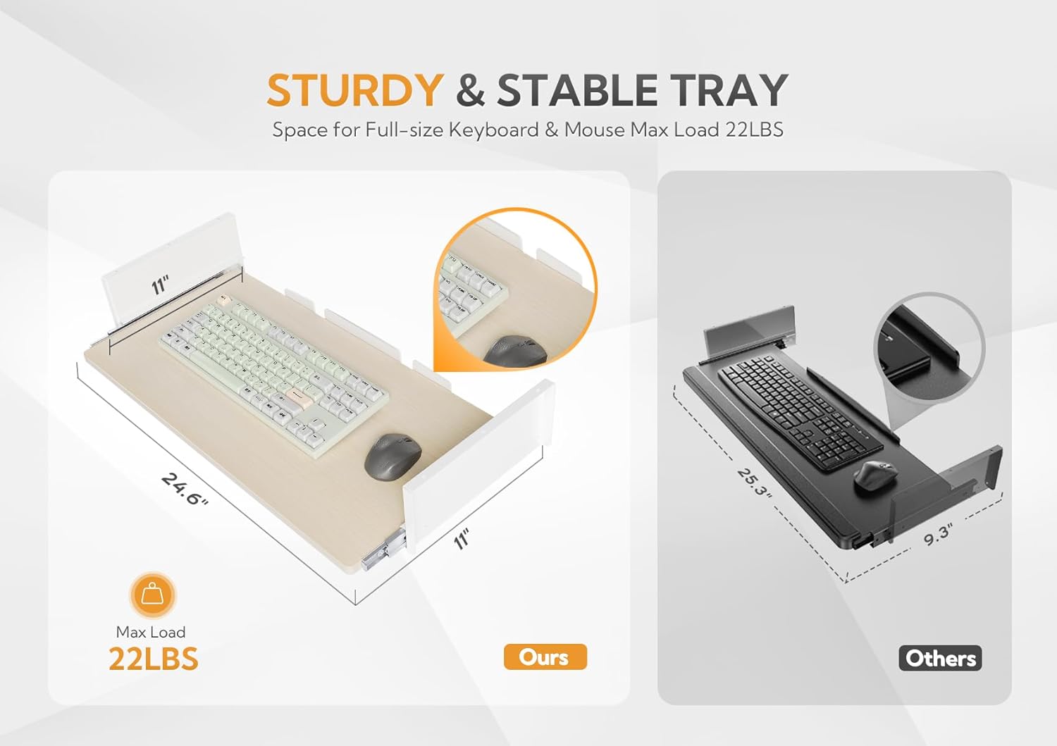 YDN Standing Desk, Height Adjustable Computer Desk with Keyboard Tray, 48 Inch Natural Ergonomic Desk for Home Office and Gaming
