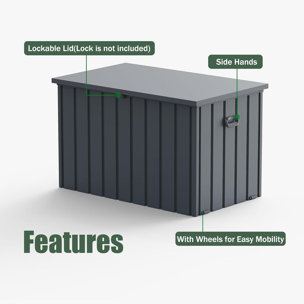 Domi Outdoor Storage Deck Box 120 Gallon, Outdoor Deck Box with Waterproof Storage Bag for Outside Cushions, Garden Tools and Pools Equipment, Gray