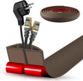 Floor Cord Cover Cable Cavity Self Adhesive Cord Hider Floor 10FT Floor Cable Management Power Cord Protector Floor Electric Cord Covers for Offices, Gym, Exhibitions (CoffeeBrown, 1.57" x 10')