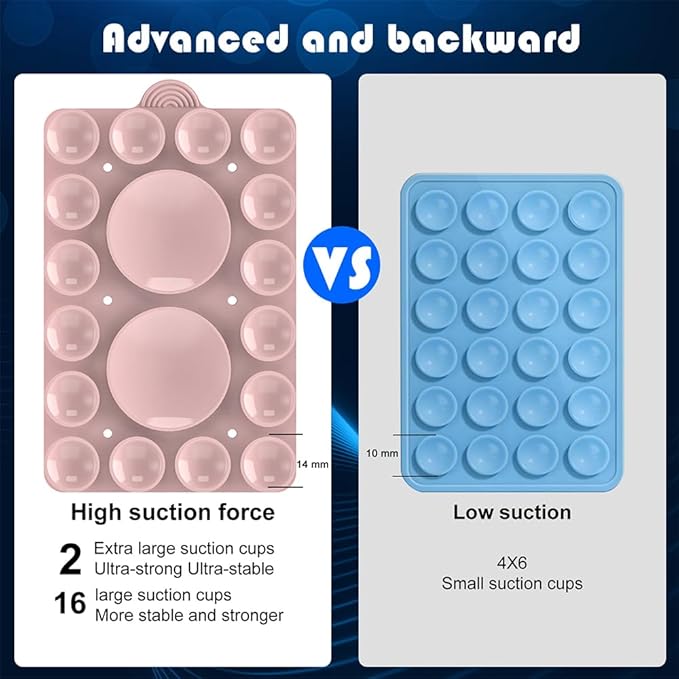 Silicone Suction Phone Holder Mount,Silicon Adhesive Phone Accessory for iPhone and Android, Hands-Free Mirror Shower Phone Holder,TikTok Videos and Selfies (Light Pink 2Pack, Double Sided)