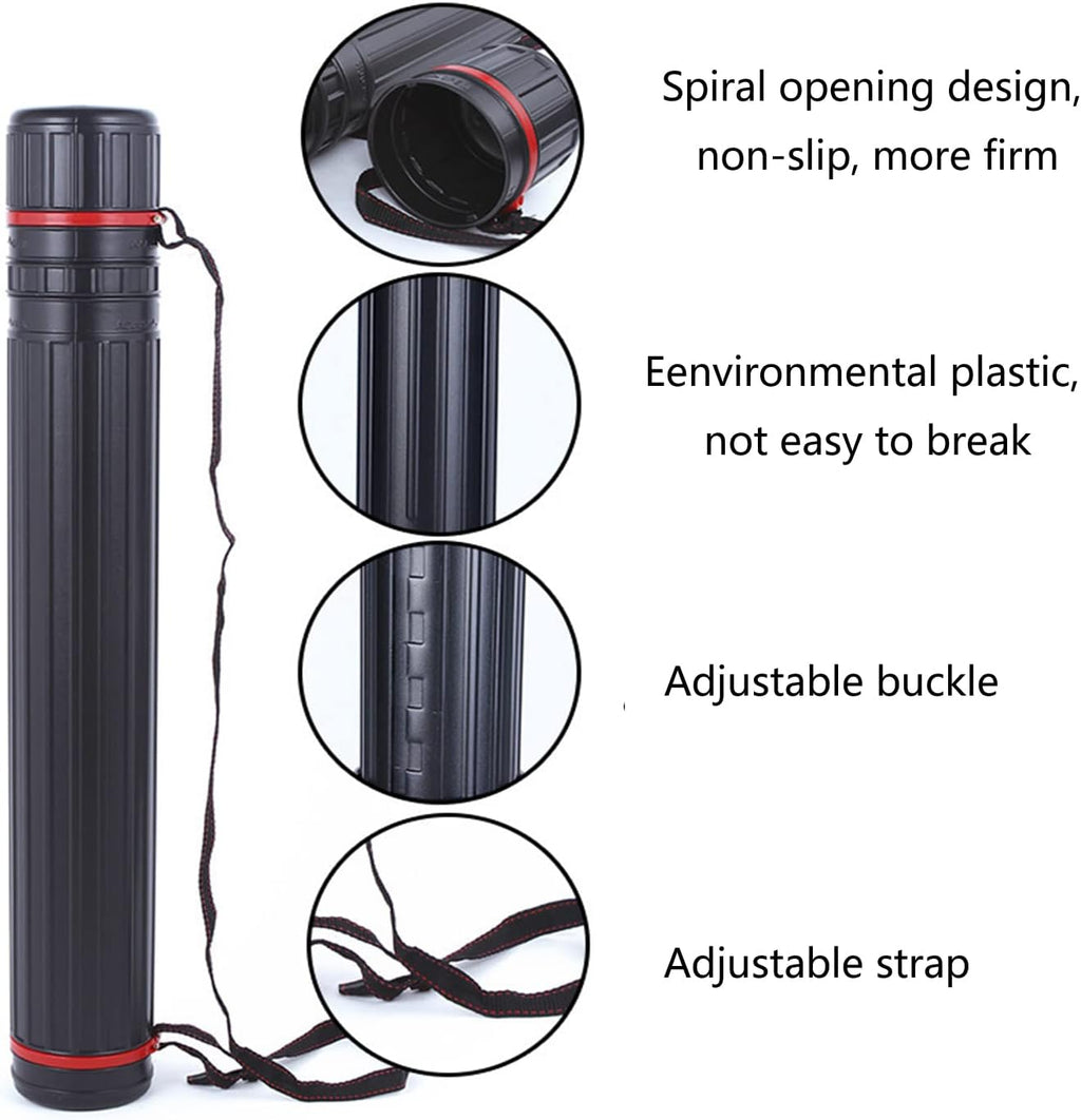 Poster Tubes,2Pack Extendable Poster Tube Expand from 24.5" to 40" with Adjustable Shoulder Strap Lids and Lable,Waterproof Telescoping Blueprint Art Document Storage Transport Carrying Tube