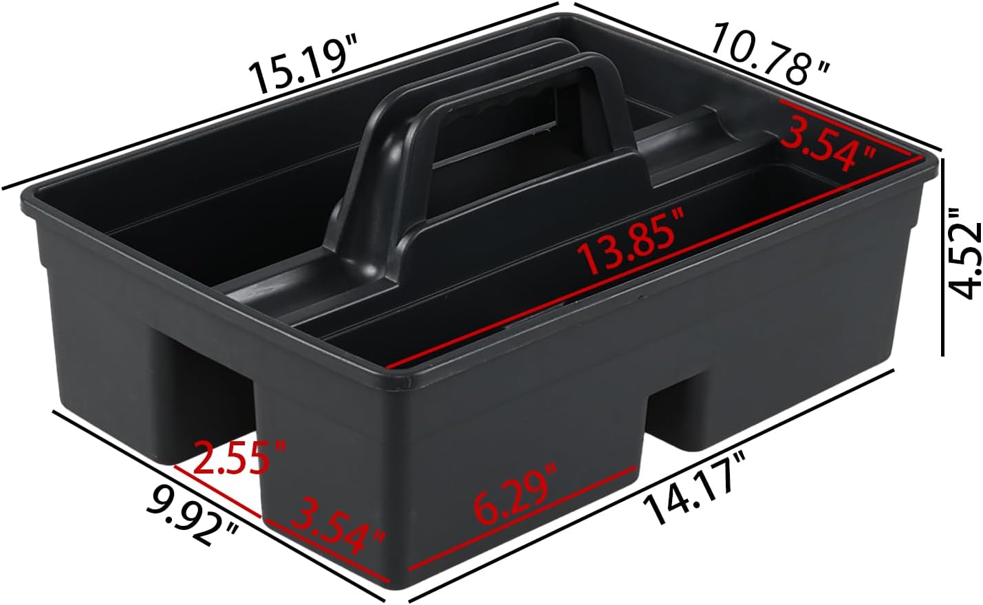 4-Pack Plastic Cleaning Caddy with Handle, Cleaning Caddy Tote, Grey, 15.19" x 10.78" x 4.52"