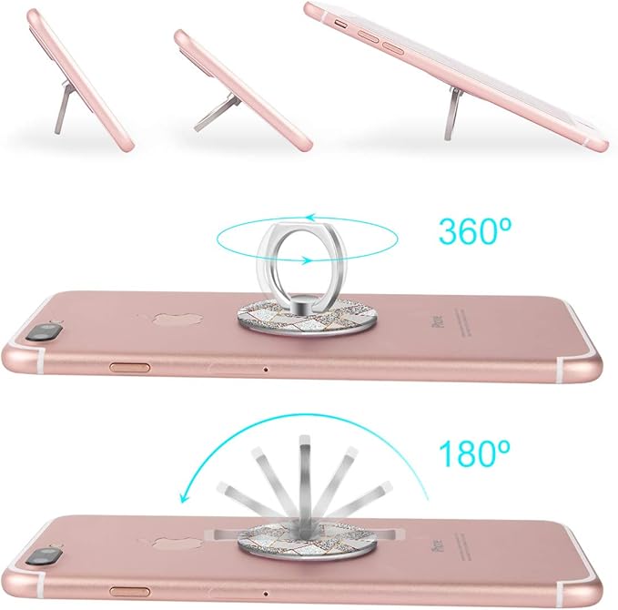 Bonoma Phone Ring Grip, 3 Pack Geometric Marble 360 Degree Rotation 180 Degree Flip Finger Ring Stand Holder Compatible with Smartphones and Tablets