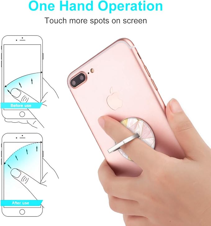 Bonoma Phone Ring Grip, 3 Pack Geometric Marble 360 Degree Rotation 180 Degree Flip Finger Ring Stand Holder Compatible with Smartphones and Tablets