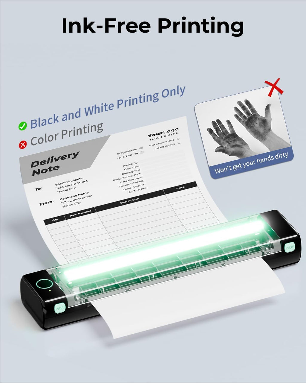 Phomemo Portable Printers Wireless for Travel, M08F Thermal Bluetooth Printer Support for 8.5"x11" US Letter, Small Inkless Printer Compatible with iOS, Android, Laptop for Car, Office, Home