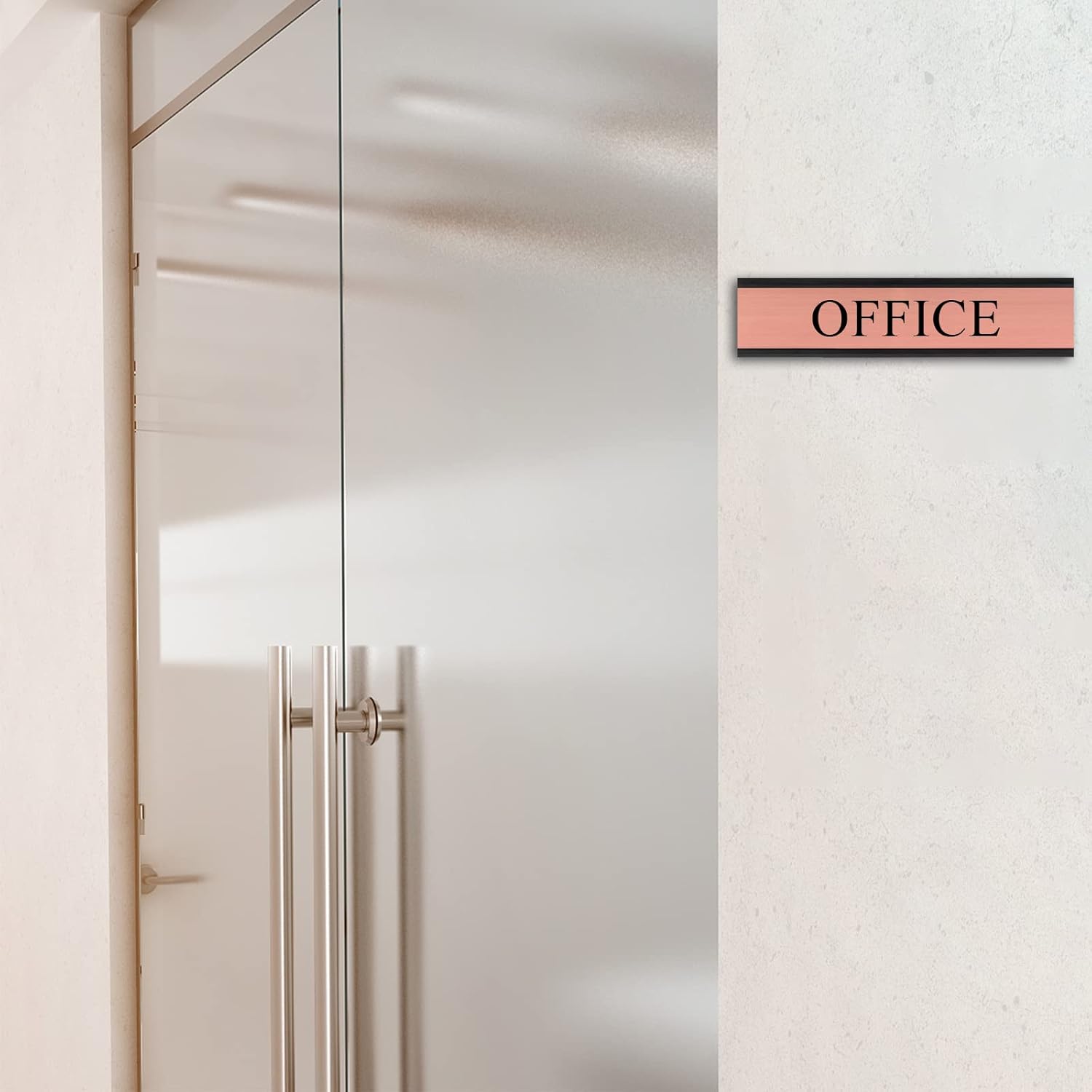 5 Pack Aluminum Wall or Door Name Plate Holder, Wall Mount Office Door Sign Holder with Double Sided Tape, for Business Department, Meeting Room, Room Number (Black, 2" x 10")