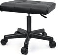 Footrest Under Desk Leg Rest Ottoman Adjustable Height Foot Stool with Wheels Leather Footrest