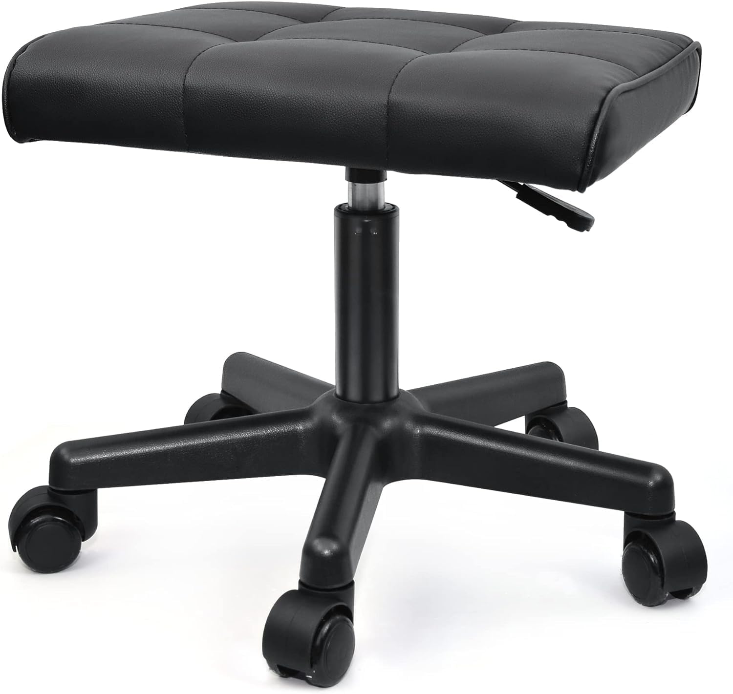 Footrest Under Desk Leg Rest Ottoman Adjustable Height Foot Stool with Wheels Leather Footrest