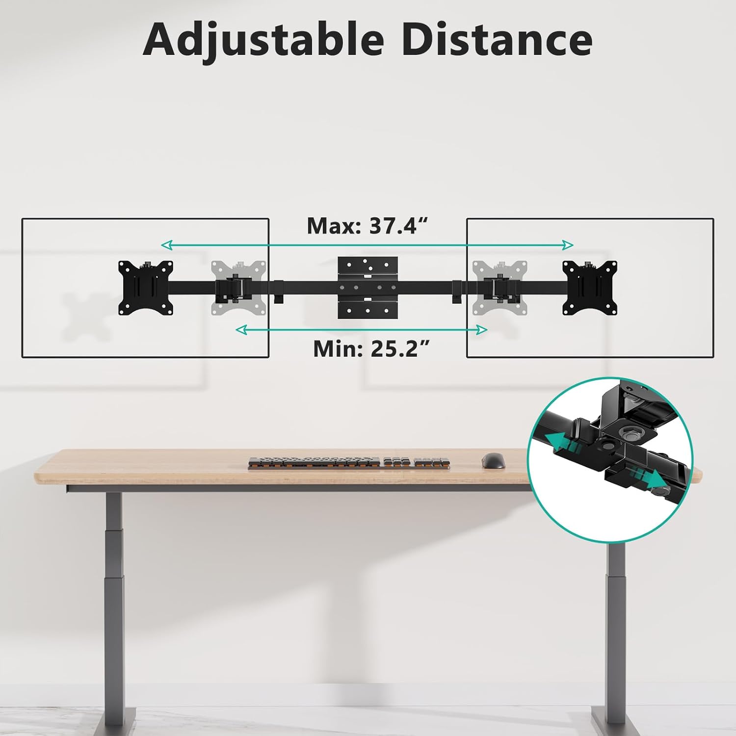 WALI Dual Monitor Wall Mount for 17 to 38 Inch, Ultrawide Monitor Arm for 2 Monitors, Swivel Tilt Computer Wall Mount with Mounting Holes 75x75/100x100, Per Arm Holds Up to 19.8lbs (012ARM-38), Black