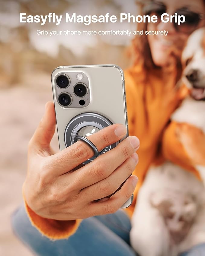 andobil 2025 Upgraded Double-sided Magnetic Phone Grip for MagSafe [Sability Max] Strong Magnetic Phone Ring Holder Compatible with MagSafe Accessories iPhone 16 Plus 15 14 13 12 Pro Max Mini Titanium