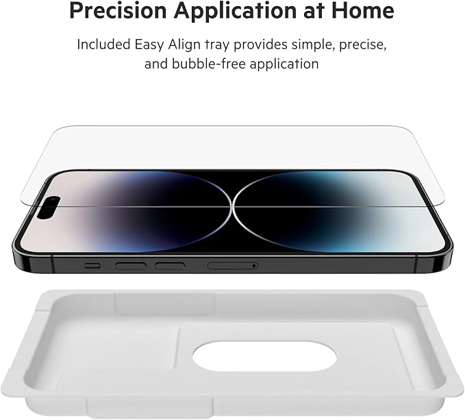Belkin TemperedGlass iPhone 14 Pro Max Screen Protector - iPhone 14 Pro Accessories - Easy Application With Installation Guide Tray - Tempered Glass Antimicrobial Screen Protector - 9H Hardness Tested