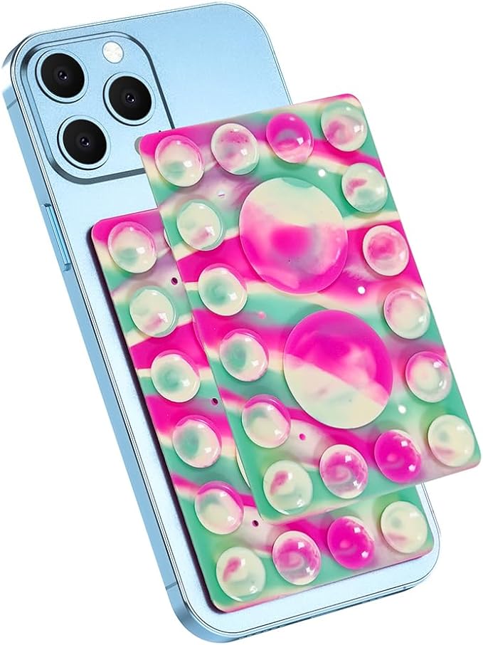 Silicone Suction Phone Holder Mount,Silicon Adhesive Phone Accessory for iPhone and Android, Hands-Free Mirror Shower Phone Holder,TikTok Videos and Selfies (Multicolor, Single Sided)