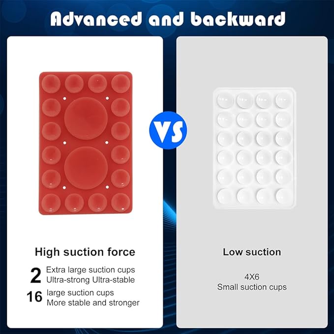 Silicone Suction Phone Holder Mount, Adhesive Accessory for iPhone and Android, Hands-Free Mirror Shower Mount for TikTok Videos and Selfies (Red, Single Sided)