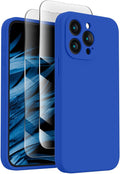 FireNova Designed for iPhone 15 Pro Max Case, Silicone Upgraded [Camera Protection] Phone Case with [2 Screen Protectors], Soft Anti-Scratch Microfiber Lining Inside, 6.7 inch, Klein Blue