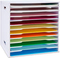 SANFURNEY Scrapbook Paper Organizer for Sizes 12" x 12", 12 Slots File Sorter Storage, Document Holder, Desktop Scrapbook Paper Organizer Rack for Home Office School (White, 12 Slots - Standard Size)