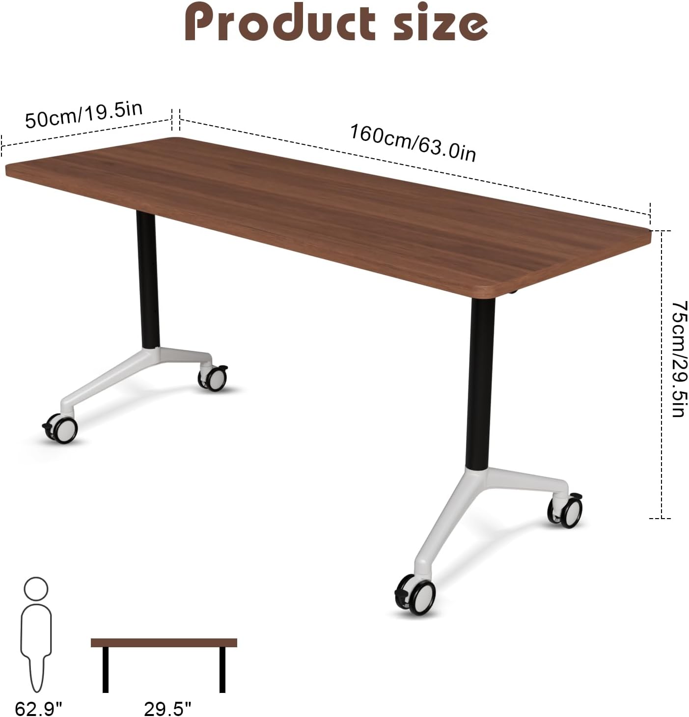 Conference Room Table with Flip-Top Design for Dynamic Meetings, Business Table Computer Desk with Heavy-Duty Frame,Foldable Seminar Meeting Tables for Home Office (4, A, 61IN)