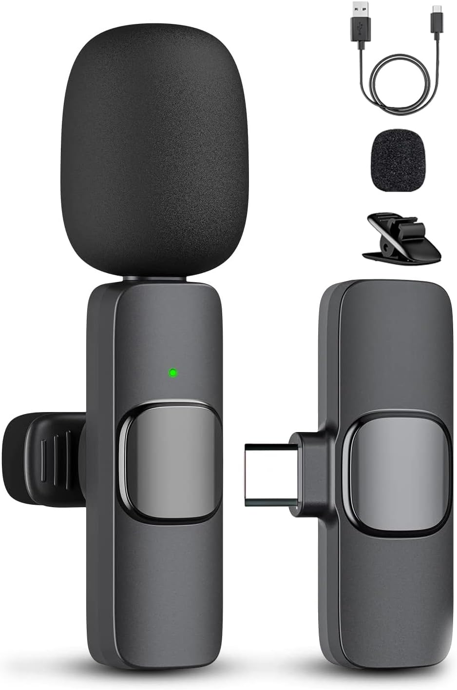 Professional Wireless Lavalier Microphone for iPhone 15(Above) and Android USB-C Device, Cordless Omnidirectional Clip Mic, Plug-Play Microphone for Interview Video Podcast Vlog YouTube