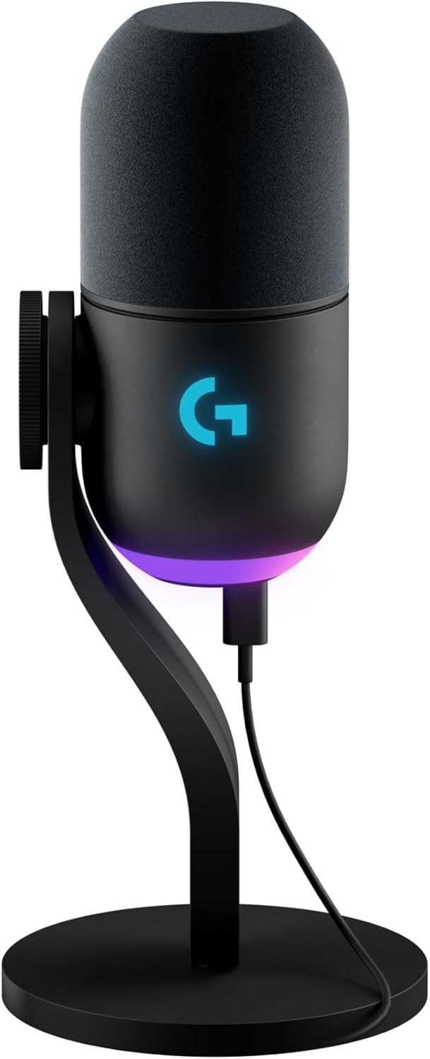 Logitech G Yeti GX Dynamic RGB Gaming Microphone, Podcast Microphone with LIGHTSYNC, Blue VO!CE, G HUB Control, USB Plug and Play - Black