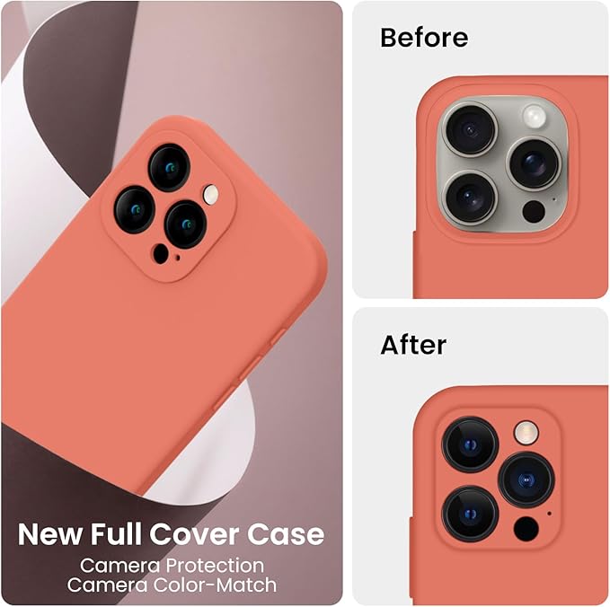 FireNova Designed for iPhone 15 Pro Case, Silicone Upgraded [Camera Protection] Phone Case with [2 Screen Protectors], Soft Anti-Scratch Microfiber Lining Inside, 6.1 inch, Pink Pomelo